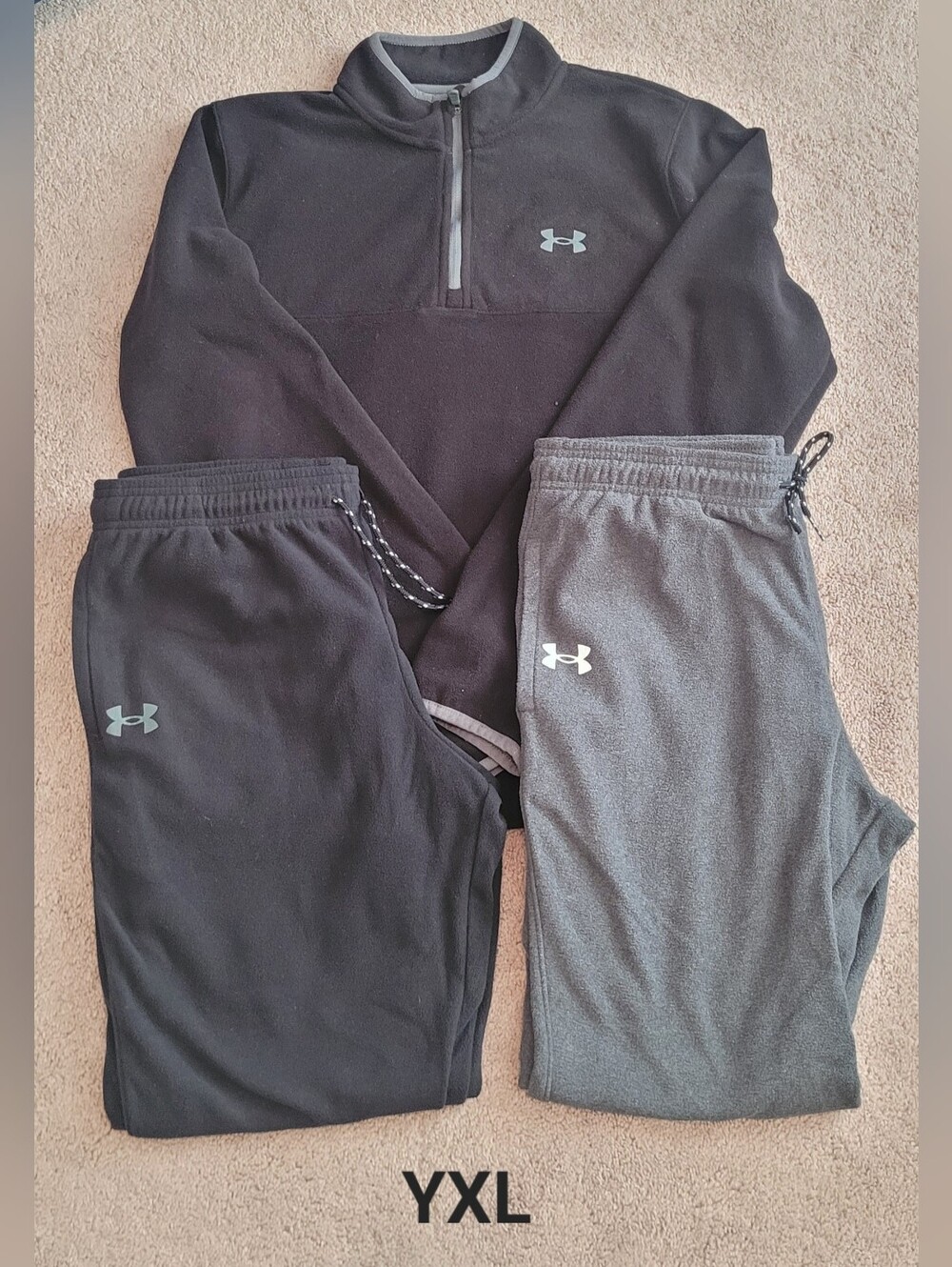 Under Armour Fleece Black and Gray Quarter-Zip Pullover with Two Joggers